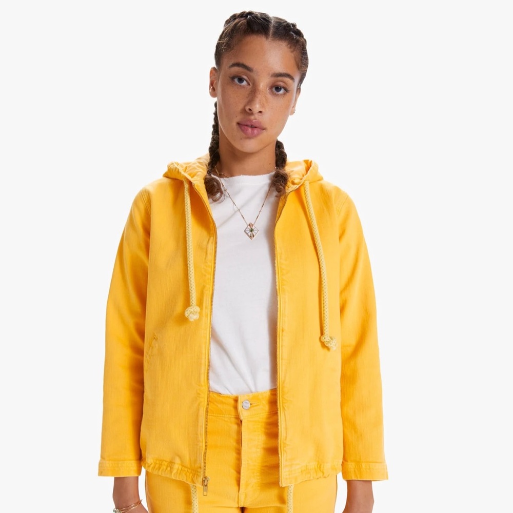 MOTHER Double Zip Hoodie Jacket The Devil May Care- Old Gold - Picture 2 of 9